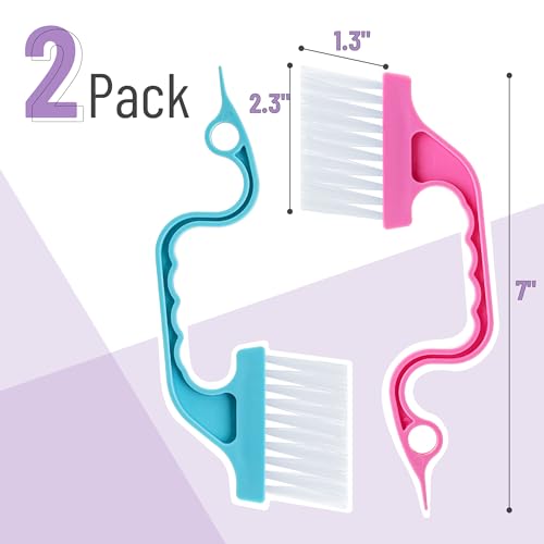 Slick Window Track Cleaning Brush - 2 Pack, Groove & Gap Cleaner, Blue/Pink - view 2
