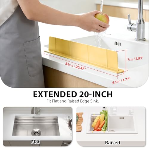 Silicone Sink Splash Guard with Strong Suction Cups, Yellow, 20 in - view 2