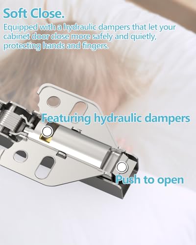2 pcs Soft Close Cabinet Hinges + 4 pcs Hinge Repair Plates+Screws - view 2