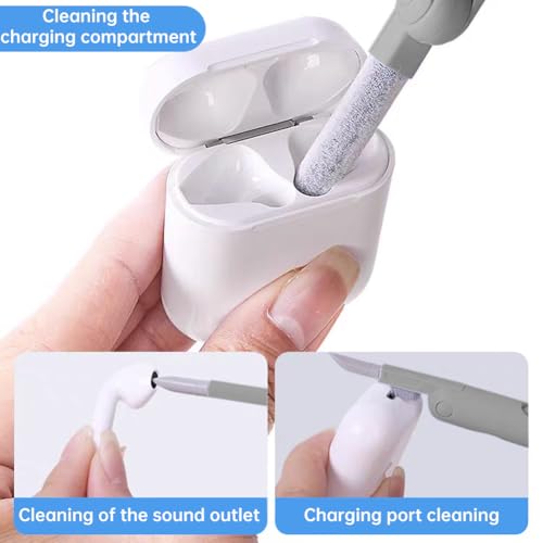 7 in 1 Laptop Cleaning Kit Keyboard Cleaner,Computer Tech Cleaning Brush,Earbuds Camera PC Monitor Screen Cleaner Computer Clean Tools Kit Corner Gap Duster Keycap Puller(Grey) - view 5