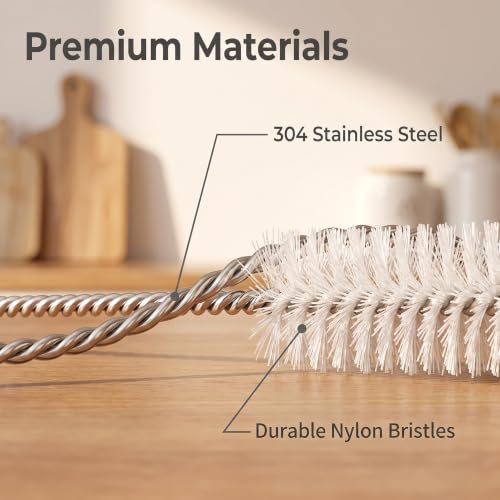 2 Pack Straw Cleaner Brush, Reusable Metal Handles Straw Cleaner Brush Extra Long for Stanley Mug 40, 30, 20 oz, 10mm Wide for Sippy Cup, Water Bottle and Tubes (Clear+Clear) - view 3