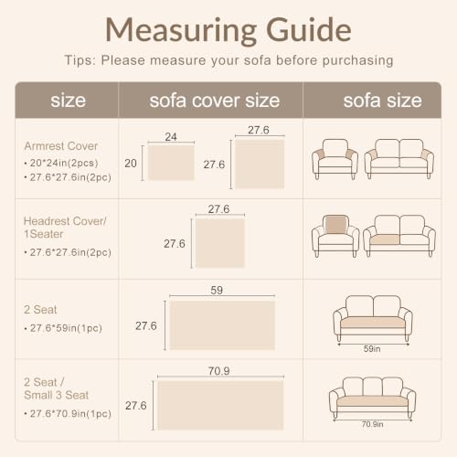Couch Arm Covers Set of 2, Anti-Slip Armrest Covers (Beige Floral, 24"×21") - view 3