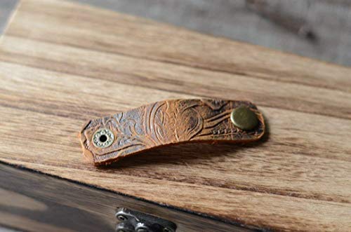 Handmade Genuine Leather Earbud Headphones Cord Wrap Organizer Straps Cable Clips Holder Rustic Headset Management System Winder Winder Brown - view 6