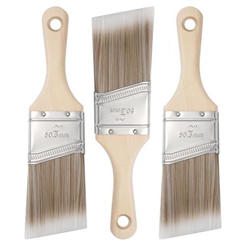 3-Pack 2 Inch Angled Paint Brushes, Sash Brushes for Trim & Wall