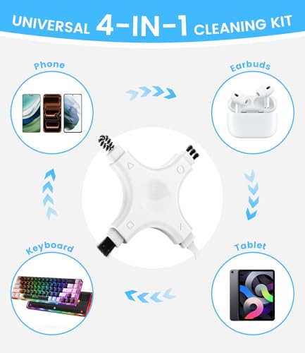 Phone Cleaning Kit, Multi-Tool Charging Port Cleaner with Soft PVC Brushes for iPhone & USB-C Devices, Speakers & Earbuds, White - view 6