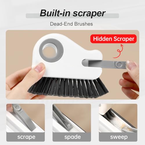 2 in 1 Groove Cleaning Brush Window Track Cleaning Tools, 2025 New Hard Bristle Crevice Cleaning Brush with Hidden Scraperfor Sliding Door Track, Window Sill, Shutter Door (Grey,1pcs) - view 5