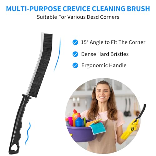 Multi-Purpose Hard Bristle Crevice Cleaning Brush, 6 Pcs, Black - view 3