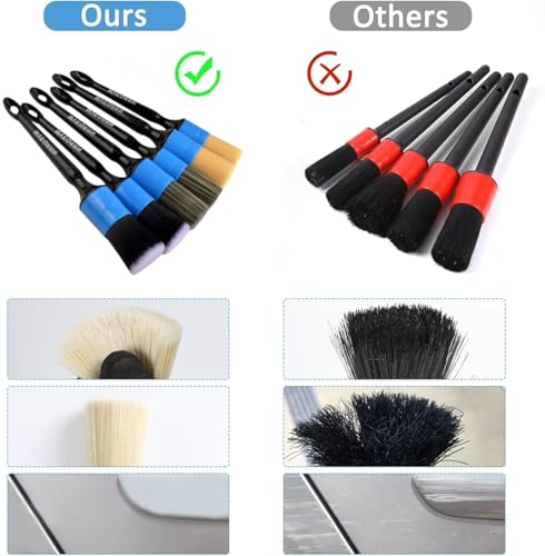 6pcs Car Detailing Brush Set,Boars Hair Detail Brushes(Blue) - view 6