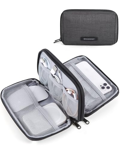 Electronics Travel Organizer for Cords, Zipper Pouch, Black