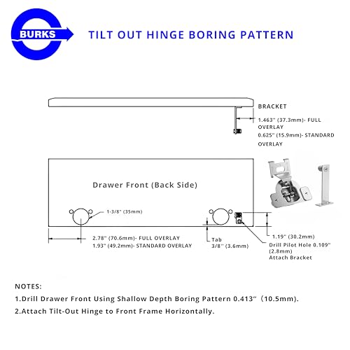 4 Pack Tip-Out Tray Hinges for Sink Front Cabinet - view 3