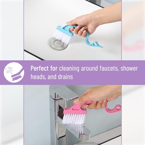 Slick Window Track Cleaning Brush - 2 Pack, Groove & Gap Cleaner, Blue/Pink - view 5