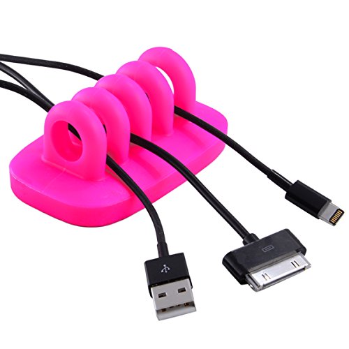 Cable Clip Holder Weighted Desktop Cord Management Fixture (Pink)