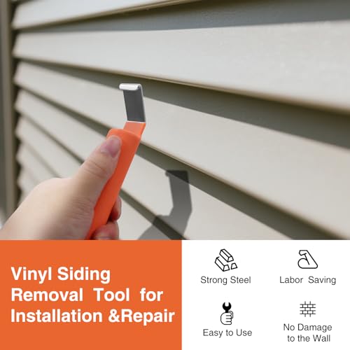 Vinyl Siding Removal Tool for Installation and Repair – Steel Blade, Extra Long Non-Slip Handle, Vinyl Siding Tools Kit to Avoid Damage Essential siding Zip Tool for Installer & DIY (Orange) - view 2