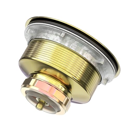 3-1/2 Inch Kitchen Sink Drain Assembly Stainless Steel Gold Kit with Strainer Basket/Rubber Stopper, Rustproof Durable Gold Finish Replacement for Standard Commercial Sink Drains - view 3