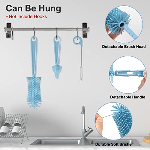 Bottle Brush Set -Baby Travel Essential-6 in 1 Bottle Cleaner Kit with Silicone Bottle Brush,Nipple Cleaner Brush,Straw Brush,Soap Dispenser,Storage Box,Bottle Drying Rack for Home and Travel(Blue) - view 5