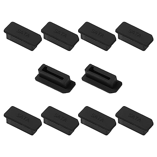 10Pcs SATA Dust Plugs, Black Silicone Dust-Proof Stoppers for Laptop, Desktop Computer, Server SATA Ports