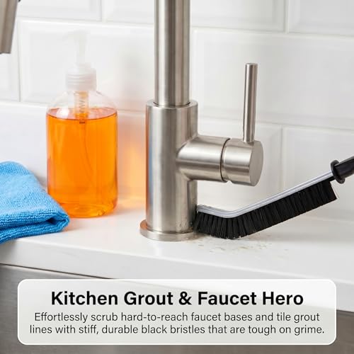 4 Pack Crevice Cleaning Brushes Hard Bristled Grout Brush Tool For Scrub Small Spaces Kitchen Toilet Bathroom Corner Sink Window Tracks Hinges Tile Multifunctional Gap Scrubbers Deep Clean Tools Black - view 5