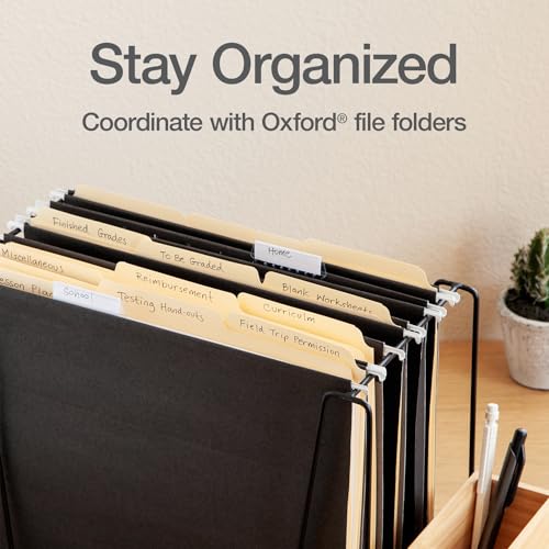 Hanging File Folders, 6 Pack, Letter Size (8.5" x 11"), Black, 1/5 Cut for 5 Tab Positions, Includes Tabs and Inserts, Hanging Files for Office and Document Organization - view 6