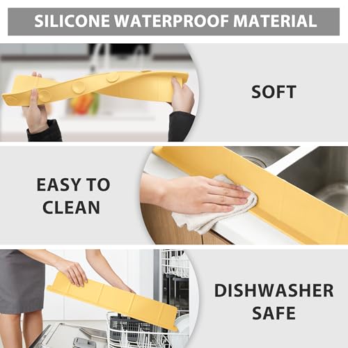 Silicone Sink Splash Guard with Strong Suction Cups, Yellow, 20 in - view 6