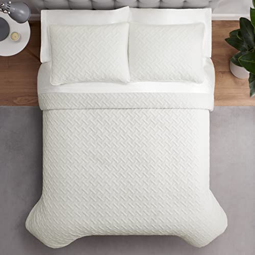 ComfortSure Soft 3-Piece Full/Queen Quilt Bedding Set, Includes Bedspread/Coverlet and Pillow Shams, Bedding for All Seasons, Machine Washable, Ivory - view 5