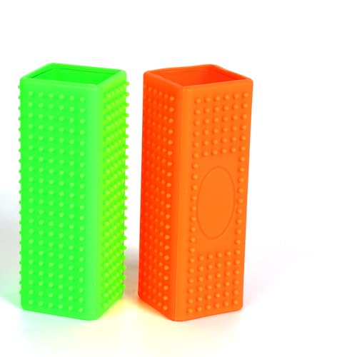 2pcs Pet Dog Cat Hair Remover, Pet Hair Removal Tool, Carpet Cleaner, Rubber Brush Roller, Dog Remover for car，Interior, Furniture, Sofa（Orange and Green）