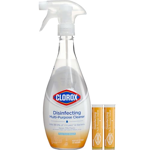 Disinfecting Multi-Purpose Cleaner Starter Kit, Household Essentials, One Reusable Spray Bottle Plus 2 Refills