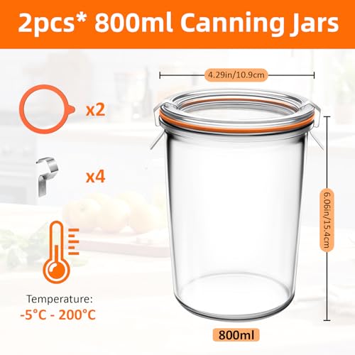 2 Pack Canning Jars Sourdough Starter,Wide Mouth Glass Storage Container - view 2