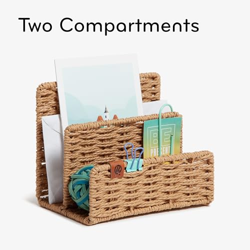 Woven Letter Sorter, Rattan-Inspired Wicker Style Office Organization Supplies, 1 Count - view 3