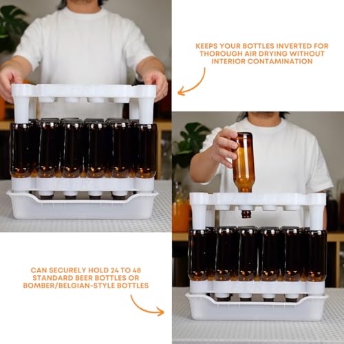 24-Bottle Wine Bottle Drying Rack | Stackable | White - Tray not included - view 5
