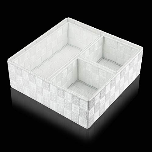Woven Storage Box Cube Basket Bin Container Tote Organizer Divider for Drawer,Closet,Shelf, Dresser (White) - view 6