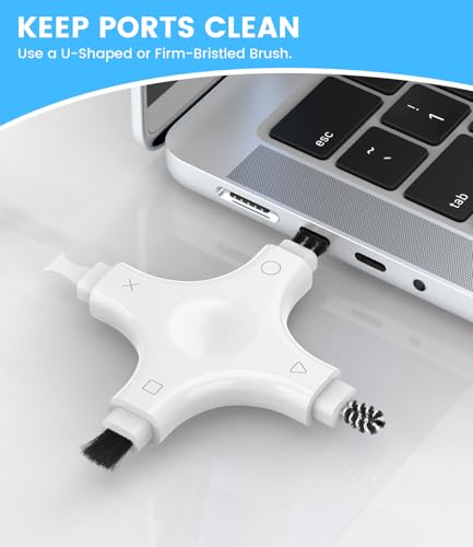 Phone Cleaning Kit, Multi-Tool Charging Port Cleaner with Soft PVC Brushes for iPhone & USB-C Devices, Speakers & Earbuds, White - view 5