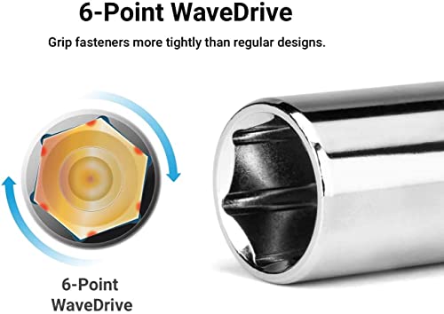 Shallow Socket, 1/2-inch Drive 6-Point 10mm Metric Socket, Chrome Vanadium Steel Chrome Finish, for General Repairs - view 5