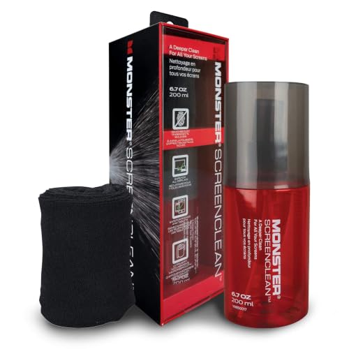 Screen Cleaner Kit with Microfiber Cloth, 6.7 oz (200 mL) Monitor Cleaning Spray for HDTVs, Laptops, Tablets, Smartphones and Eyeglasses, White/Black/Red