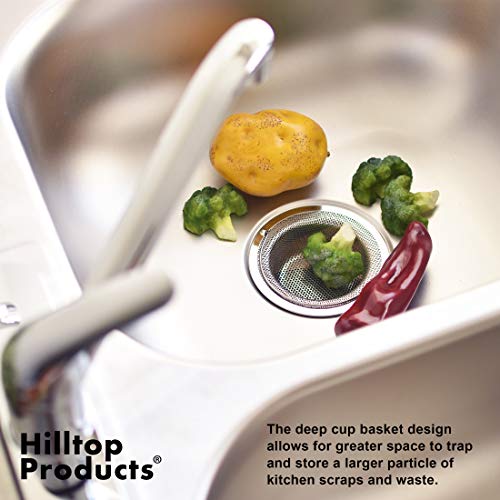 2 Pack - 4.5" Top / 3" Basket - Kitchen Sink Drain Strainer Stainless Steel Large Basket Food Catcher with Handle. Fast Flow and Effective 2/16" Holes - view 4