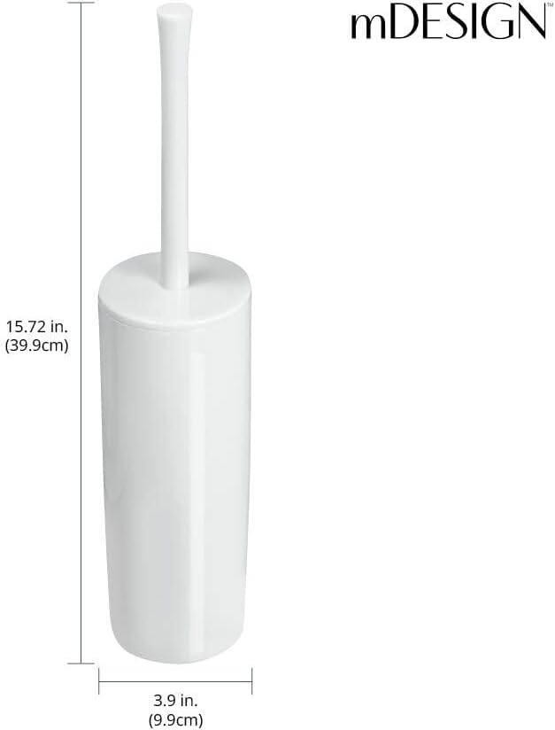 Slim Plastic Toilet Bowl Brush and Holder Set, Modern Compact Storage Organizer Cleaner Scrubber for Toilet - Heavy Duty Cleaning Plunger for Bathroom, Aura Collection - White - view 4