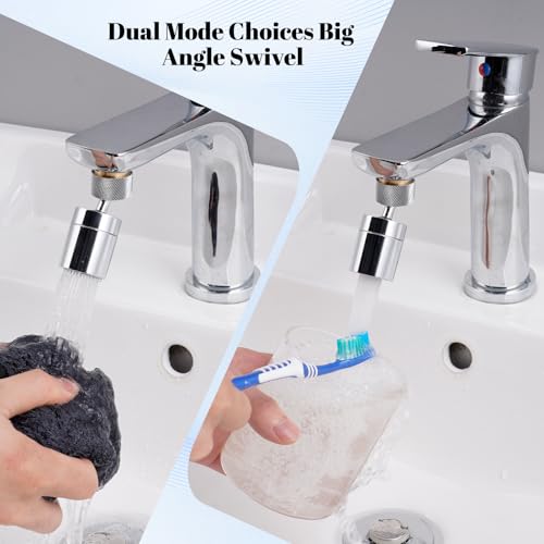 NSF/ANSI/CAN 61 Certified Dual-function Faucet Aerator, CUPC Certification Big Angle Rotate Kitchen Sink Aerator 360 Degree Swivel Sink Sprayer Attachment-55/64 Inch Female Thread-Chrome - view 3
