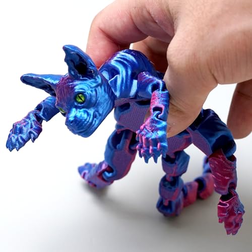 3D Printed Bald Cat Model,Flexible Realistic Articulated Animal Fidget Toys,Mystery Figurines Gifts for Easter,Executive Desk Funny Décor and Festival Collectible,Easter Basket Stuffers (RB) - view 3