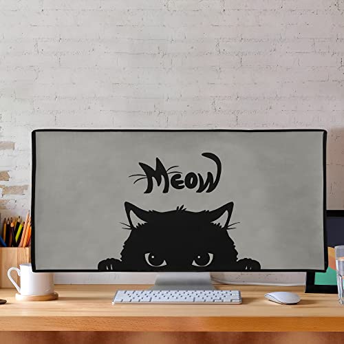 Computer Monitor Cover Compatible with 34-35" monitor - Meow Cat Grey/Black - view 3