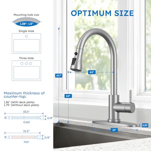 Kitchen Faucet with Pull Down Sprayer, Single Handle, Brushed Nickel - view 6