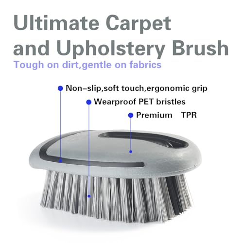 Carpet and Upholstery Cleaning Brush,Carpet Scrubber Stiff Bristle Detailing Scrub Brushes,Interior Leather Brush for Car and Home (Gray) - view 2