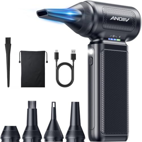Compressed Air Duster, 130,000RPM, 3-Gear Adjustable, 5Nozzles