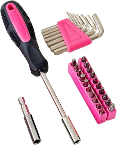 39-Piece Household Tools Kit - Portable and Essential Repair Set Ideal for Women, College Students, Home Use & More (39p-Pink) - view 5