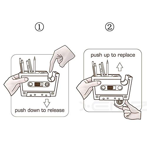 Creative Adhesive Tape Pen Holder Case, Retro Cassette Tape Dispenser Vase Brush Pot, Popular Pencil Desk Collection Tidy Organizer, Office Stationery Storage Container- Unique Gift (Gray) - view 6