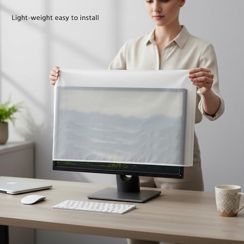 Monitor Dust Cover, LCD/LED HD Antistatic Vinyl Flat-Screen Computer Monitor Water Proof Protective Case Compatible with 26" iMac Desktop and Accessories -25W x18H in - view 3