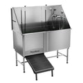Stainless Steel Dog Grooming Bath Tub with Ramp, Faucet, Hoses and Loops (62" Bathtub)