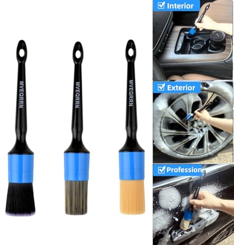 6pcs Car Detailing Brush Set,Boars Hair Detail Brushes(Blue) - view 4