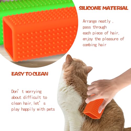 2pcs Pet Dog Cat Hair Remover, Pet Hair Removal Tool, Carpet Cleaner, Rubber Brush Roller, Dog Remover for car，Interior, Furniture, Sofa（Orange and Green） - view 5