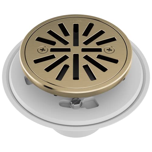 4 Inch Brushed Gold Tile-In Round Shower Floor Drain with Gasket and Removable Drain Gate, Champagne Bronze DT061411-CZ