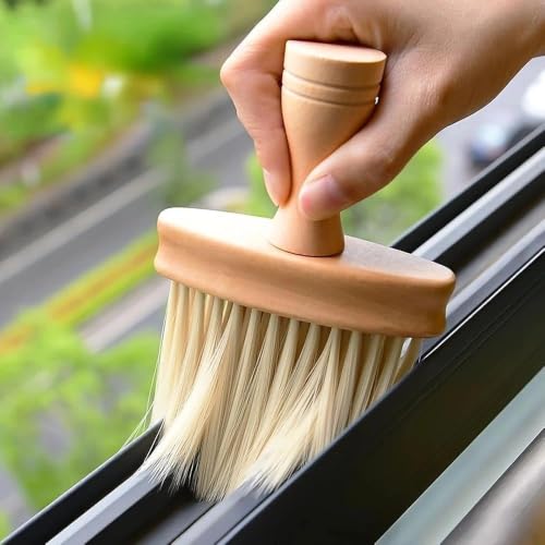 1Pc Multi-use Wood Handle Brush for Window Sill, Kitchen & Bathroom Clean