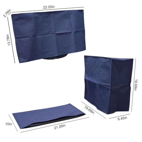 3Pcs Computer Dust Cover Set - Monitor + Keyboard Case Dust Proof Computer Covers for Desktop PC CPU Tower Protector (24'' Monitor Set Blue) - view 6